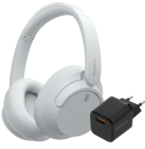 Sony WH-CH720N Wit + BlueBuilt Quick Charge Oplader met Usb A Poort 18W Zwart Main Image