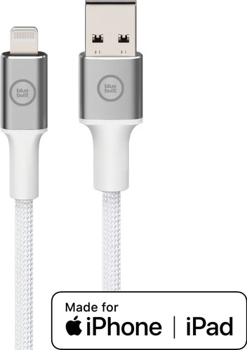 BlueBuilt USB-A to Lightning Cable 1.5m Nylon White Main Image