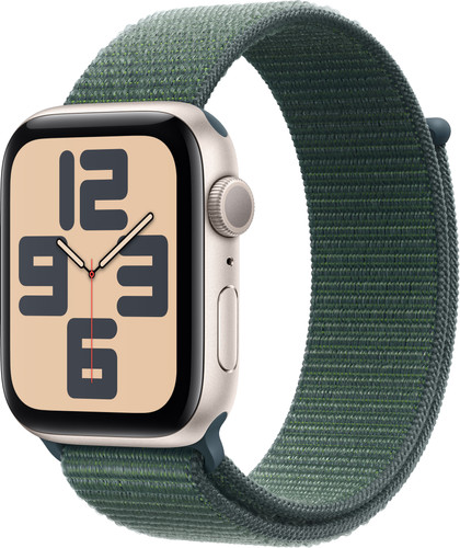 Apple Watch SE 2024 44 mm Lumière Stellaire Boucle Sport Main Image