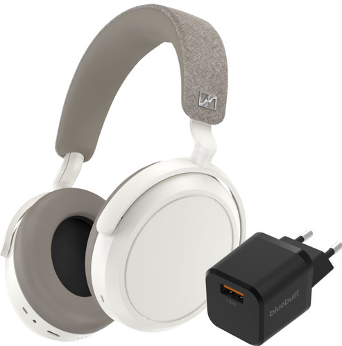 Sennheiser Momentum 4 Wireless Wit + BlueBuilt Quick Charge Oplader met Usb A Poort 18W Main Image