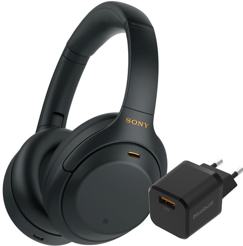 Sony WH-1000XM4 Zwart + BlueBuilt Quick Charge Oplader met Usb A Poort 18W Zwart Main Image