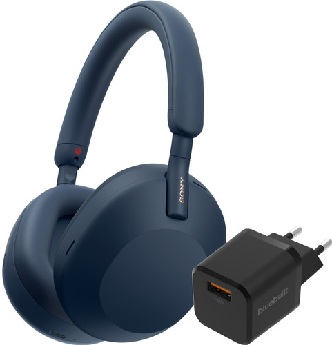 Sony WH-1000XM5 Blauw + BlueBuilt Quick Charge Oplader met Usb A Poort 18W Zwart Main Image