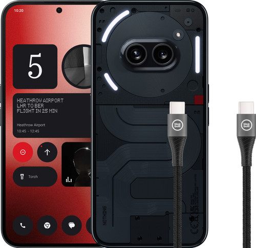 Nothing Phone (2a) 128 Go Noir 5G + BlueBuilt Câble USB-C 1,5 m Nylon Noir Main Image