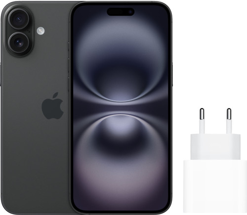 Apple iPhone 16 128GB Zwart + Apple Snellader dari sisi lain