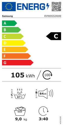 Samsung DV90DG52A0AEEN energy label