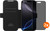 BlueBuilt Apple iPhone 17 Pro Book Case Leather Black + Privacy Filter Screen Protector Duo Pack