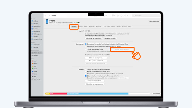 Allez sur « Général » et créez la sauvegarde