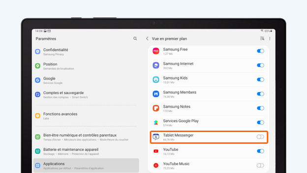 Cochez la case à côté de « Tablet Messenger ».