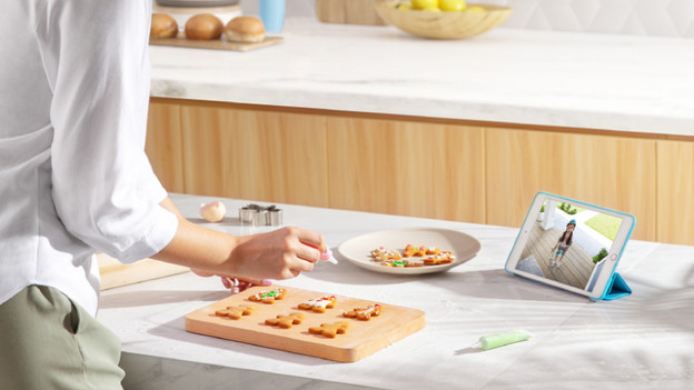 View security camera while cooking