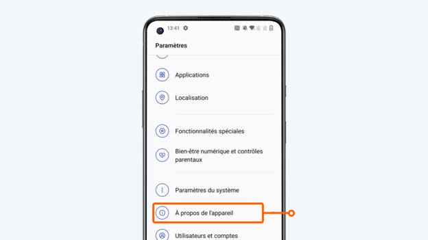 2. Scrollez vers le bas et sélectionnez À propos de l'appareil.