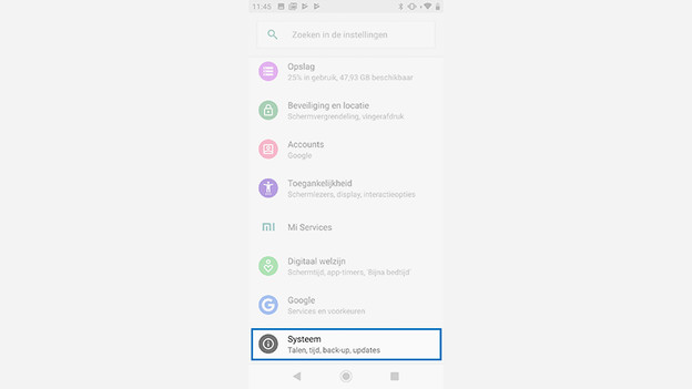Android One instellingen systeem