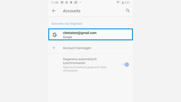 1. Tik op jouw Google account.