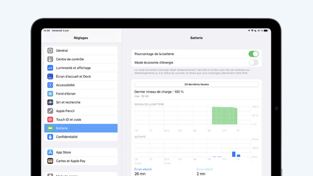 Appuyez sur « Batterie ».