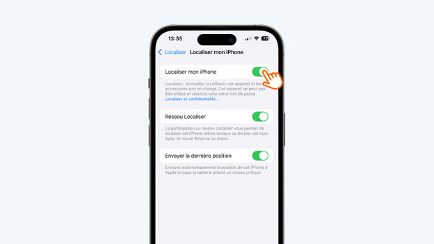 Appuyez sur le curseur.