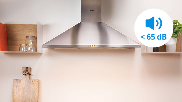 Range hood with noise level next to it