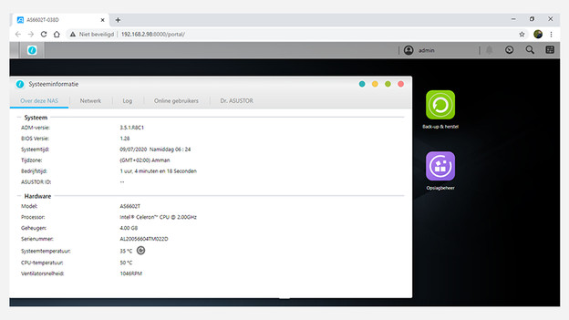 System information with the hardware of the Asustor AS6602