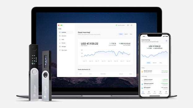 Ledger Live software with hardware wallet