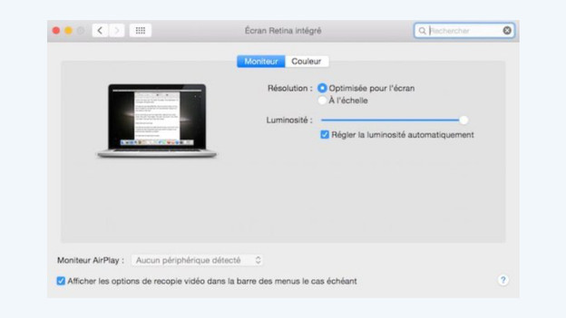 Réglage de la luminosité dans macOS.