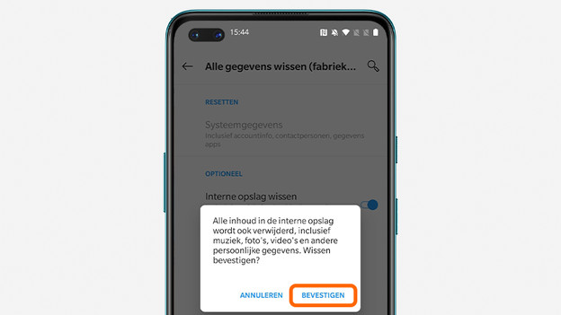 confirmer réinitialisation OnePlus