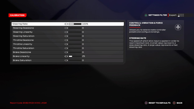 Calibration racing wheel F1 24