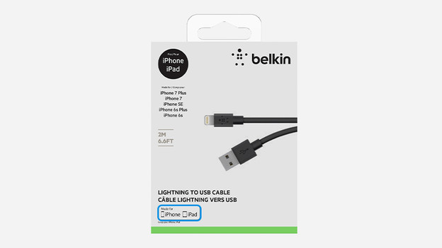 Packaging Lightning cable with MFI logo
