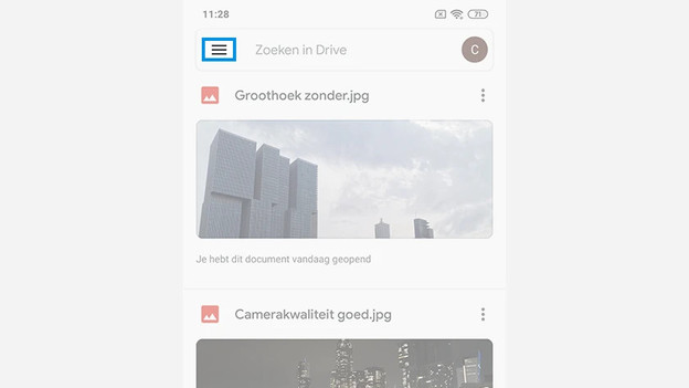 2. Tik op de 3 streepjes