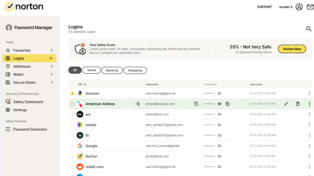Gestionnaire de mots de passe Norton
