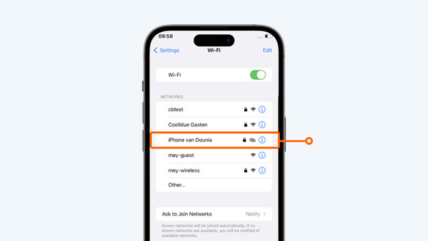 Tap the name of the hotspot