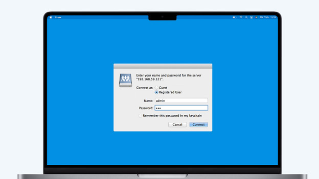 Log in met de gegevens van je NAS en je bent klaar