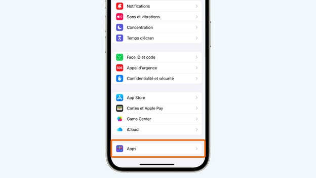 Réglages iPhone apps
