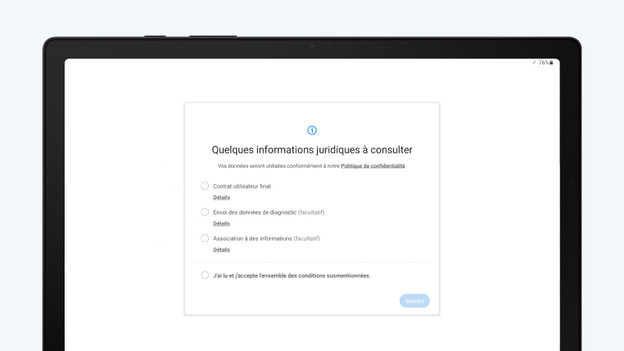 Installation tablette Samsung
