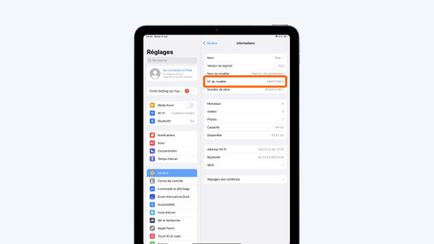 Paramètres du modèle