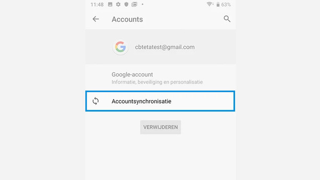2. Kies 'Accountsynchronisatie'.