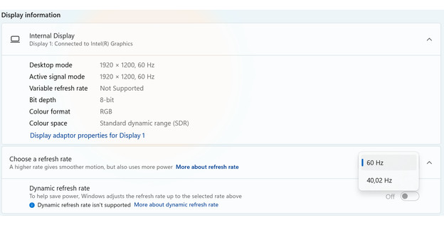 Overclocking dans les paramètres d'affichage