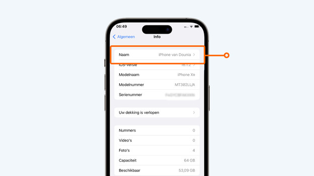 Tik daarna op 'Naam'.