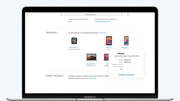 Select the device and read the IMEI number