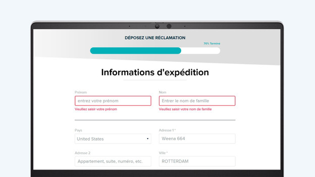 Fitbit demande informations de livraison