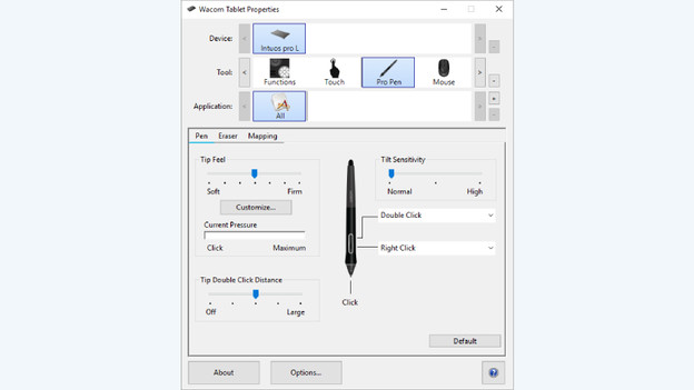 wacom paramètres