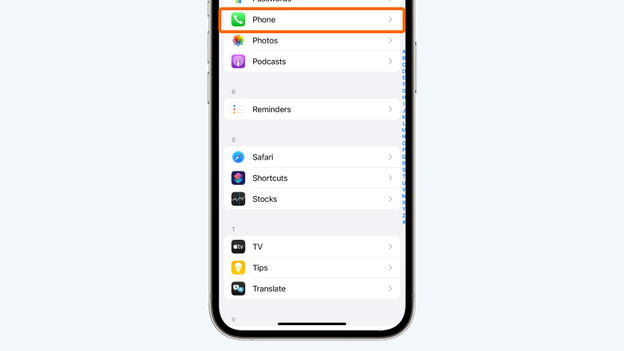 iPhone phone app menu