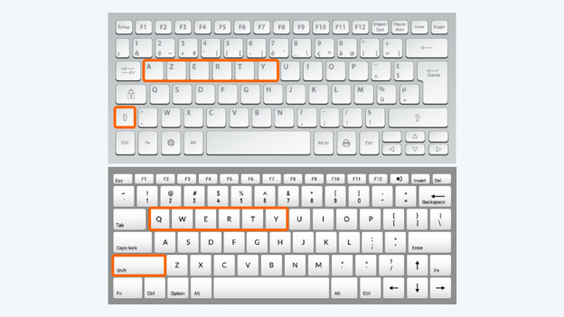 Les différences entre les claviers QWERTY et AZERTY.