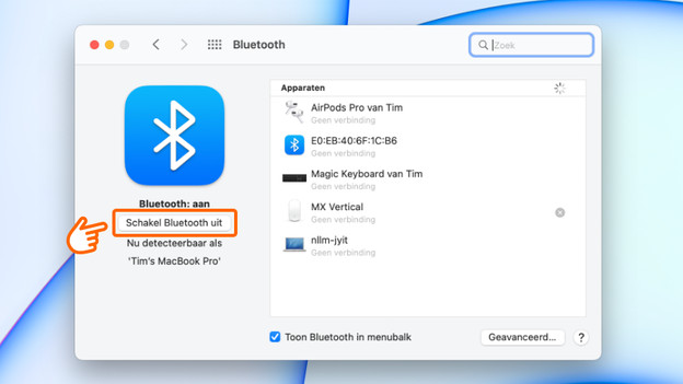 Schakel Bluetooth uit