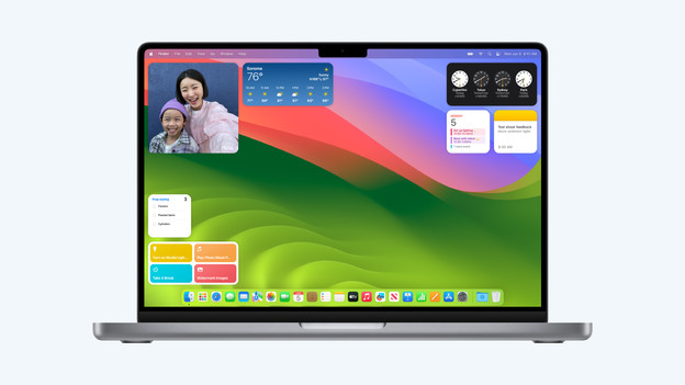 Widgets Sonoma sur le bureau du Macbook
