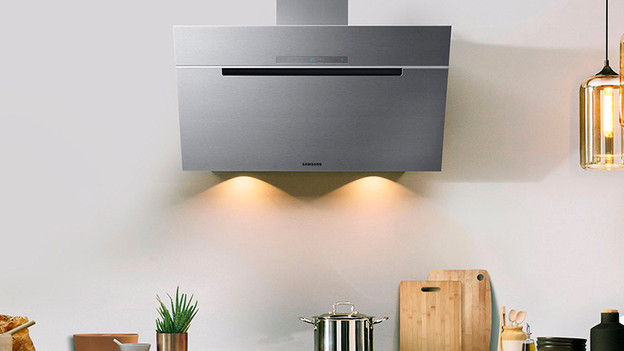 Range hood above counter