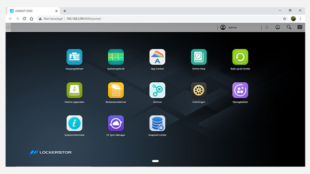 Overview of the Asustor desktop with Lockerstore App Central