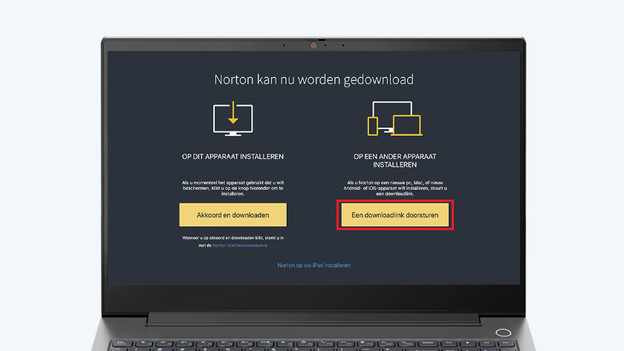 Klik op de gele knop met een downloadlink versturen