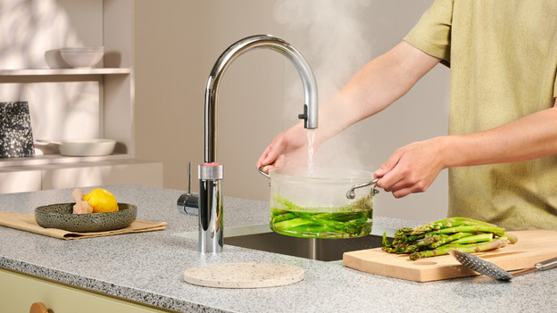 Quooker kraan vult pan