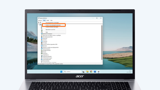 Cliquez sur Action et Rechercher les appareils modifiés.