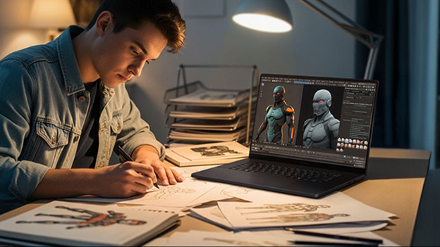 Persoon die grafische ontwerpen maakt 