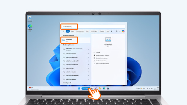 Typ ‘Taakbeheer’ in de zoekbalk.