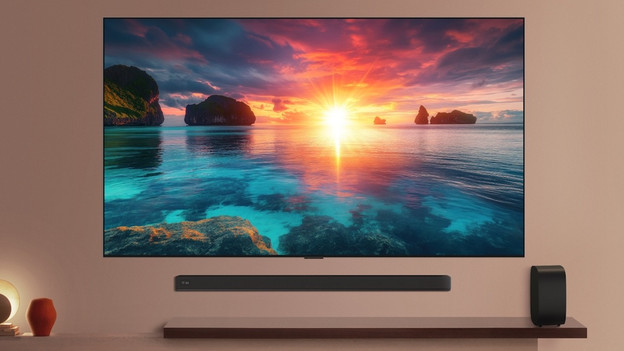 LG QNED TV with soundbar